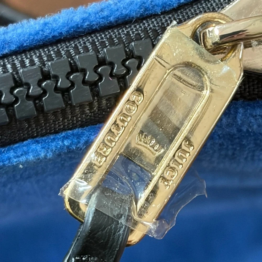 Juicy Couture Pink & Blue Glitter Shimmer Velvet Wristlet Pouch Clutch Bag